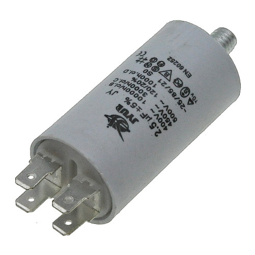 Конденсатор JYUL CBB-60M 2,5мкф - 450 VAC болт + клеми (30*57 мм)