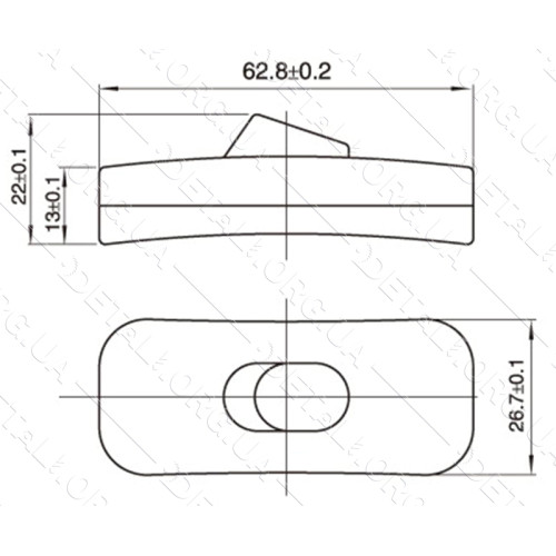 Тумблер 2 положения в корпусе 26*61 mm 6A