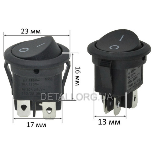 Тумблер круглый 2 положения 4 контакта d23 mm