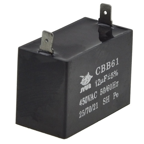 Конденсатор JYUL CBB-61 12мкф - 450 VAC прямоугольный 26х58х44