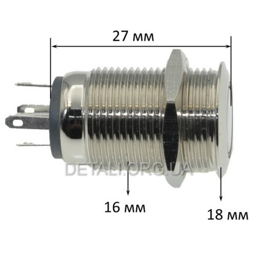 Кнопка антивандальная d18mm різьблення 16mm h27mm 5 контактів індикація