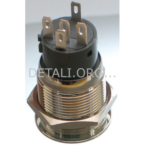 Кнопка антивандальная d22mm резьба 19mm h32mm 5 контактов индикация