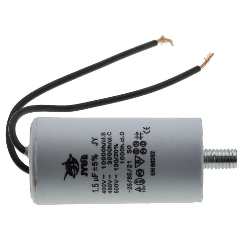 конденсатор JYUL CBB-60L 1,5мкф - 450 VAC болт + дроту(30*60 mm)