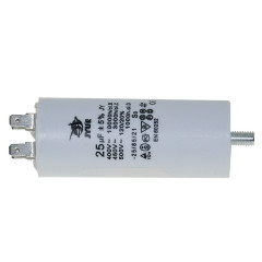 Конденсатор JYUL CBB-60M 25мкф - 450 VAC болт + клеммы (40*96 mm)