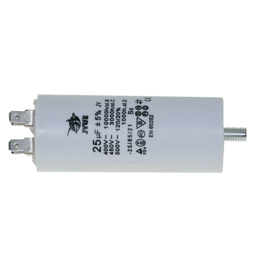 Конденсатор JYUL CBB-60M 25мкф - 450 VAC болт + клеммы (40*96 mm)