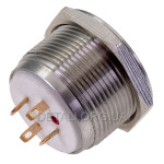 Кнопка антивандальная d25mm різьблення 22mm h18mm 4 контакти індикація