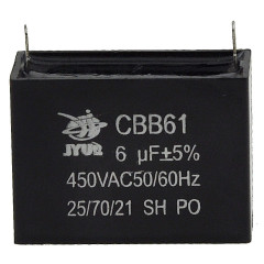 Конденсатор JYUL CBB-61 6мкф - 450 VAC прямоугольный 22х47х34