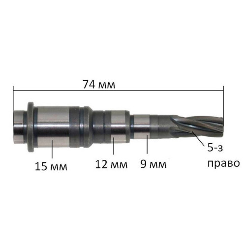 Косозубая шестерня якоря перфоратора Makita HR2432 оригинал 226619-9 (L74 d15*12*9 5-з право)
