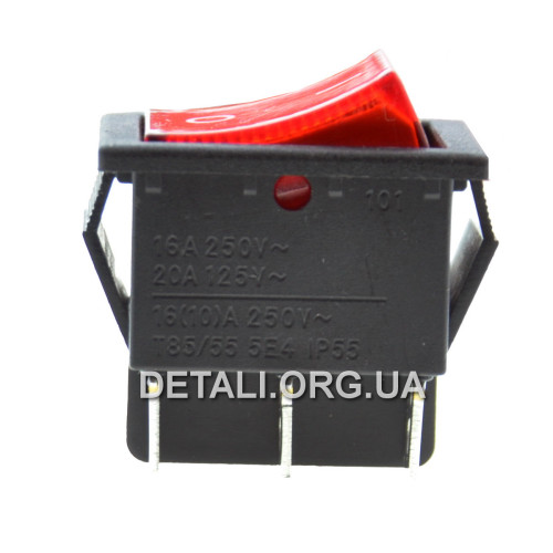 Тумблер 2 положения 6 контактов 26*31 mm с подсветкой 16 A