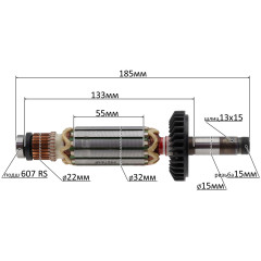 Якорь прямой шлифмашины Makita GD0602 оригинал 515744-4 