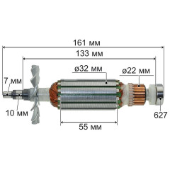Якір болгарки 32*161 Makita 9503BH оригінал 511908-8