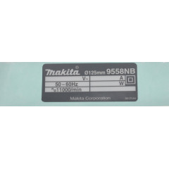 Фірмова табличка болгарки УШМ Makita 9558NB оригінал 861258-4