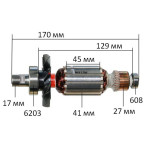 Якорь фрезера Makita RP0900 оригинал 513779-9 (170*41 резьба 17мм)