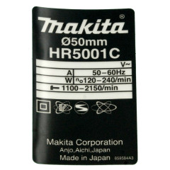 Фірмова табличка з основними характеристиками 24 Makita (Макита) оригінал 859584-3
