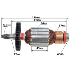 Якір пили торцювання Makita LS1216 оригінал 517844-6 (188*54 11-з право)