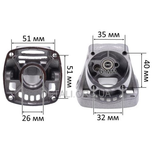 Корпус редуктора (голова) + фланец болгарки Makita GA 5030 аналог 318335-8+318336-6