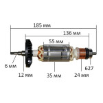 Якір болгарка Makita GA5040C оригінал 510377-0 / 515373-3 / 515364-4 (185*35 посадка 6мм)