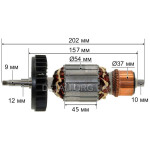 Якорь болгарки Makita GA9020 PRO (202*54 посадка 9мм) аналог 517793-7