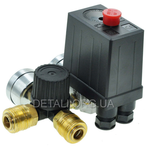 Автоматика компрессора 220V 12Bar в сборе с редуктором и манометрами