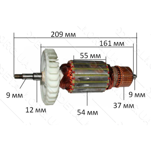 Якорь болгарка Einhell 230 NTN (209*54 шлиц 9мм резьба)