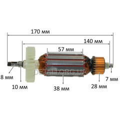 Якір болгарка Einhell Red Line TE - AG 125 CE (170*38 шпонка 8мм різьблення)