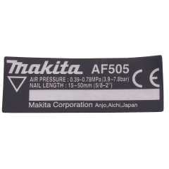 Наклейка с инструкциями гвоздезабивателя Makita AF 505 оригинал HY00000032
