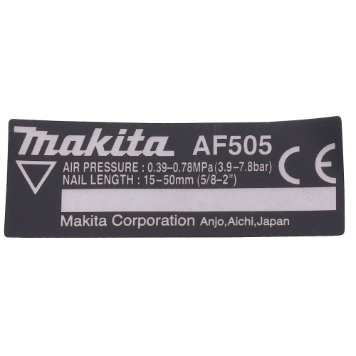 Наклейка з інструкціями цвяха-забивача Makita AF 505 оригінал HY00000032