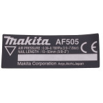 Наклейка з інструкціями цвяха-забивача Makita AF 505 оригінал HY00000032