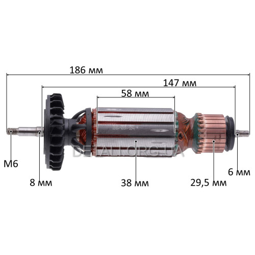 Якір болгарки (УШМ) Metabo WEV 19-125 Q M-Brush оригінал 310013710.