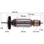 Якорь болгарки (УШМ) Metabo WEV 19-125 Q M-Brush оригинал 310013710