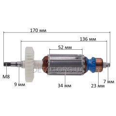 Якорь болгарки (УШМ) Forte AG 12-125 VL (170*34 резьба М8)