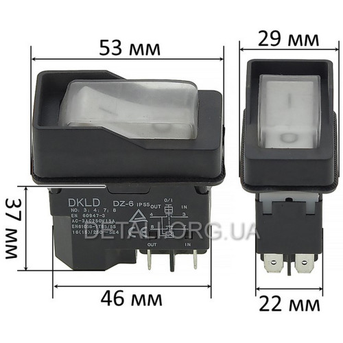 Кнопка рейсмуса JET JWP-12 4 контакта 15A с пружиной DKLD DZ-6