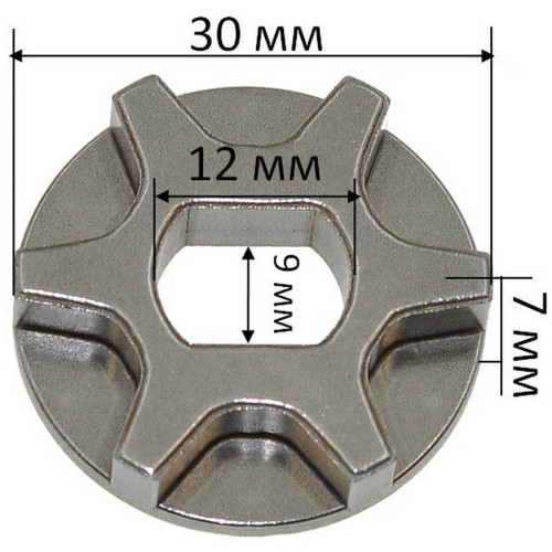 Зірочка 6 променів ланцюгової пили Makita UC3010A оригінал 221522-9 (dвн9*12 / D30 / h7)