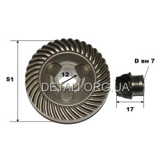Шестерні (пара) болгарки Bosch GWS 15 оригінал 1607000D4Z (d1 12*51,5/d2 7*16/h2 17)
