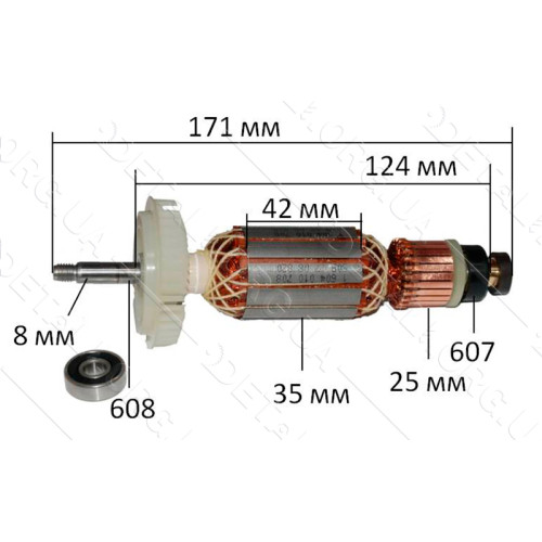 якір болгарка Bosch GWS 12-125 оригінал 1 607 000 V33( 171*35 посадка 8мм різьблення )