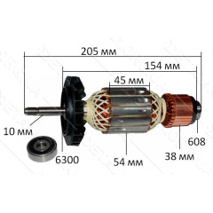 Якорь болгарка Bosch GWS 20-230 оригинал 1604011252 (205*54 посадка 10мм резьба)