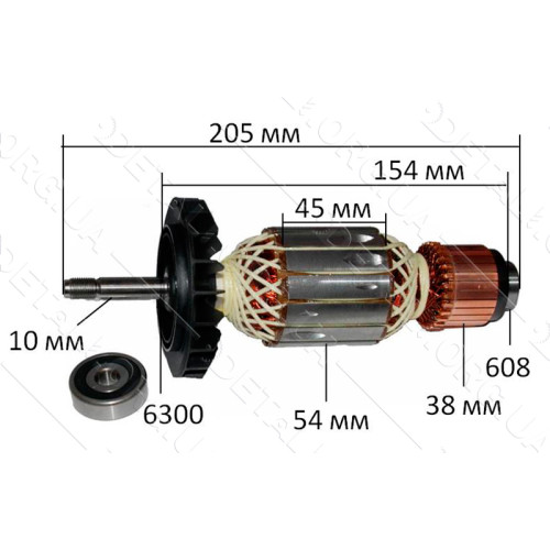 Якорь болгарка Bosch GWS 20-230 оригинал 1604011252 (205*54 посадка 10мм резьба)