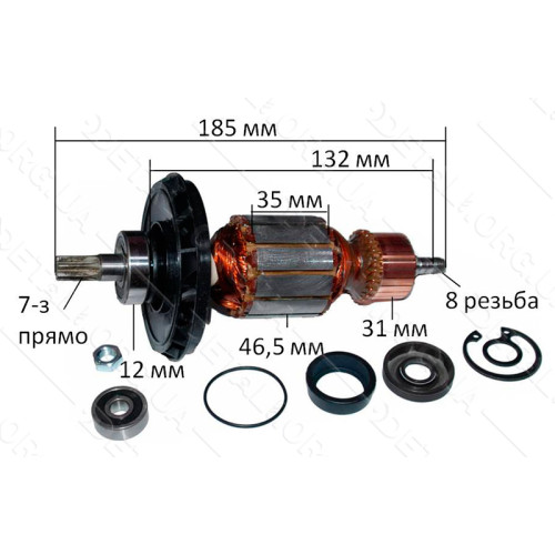 Якорь перфоратор Bosch GBH 5-40 оригинал 1614011098 (185*46,5 7-з прямо)