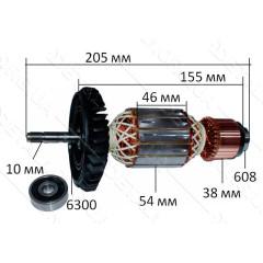 якір болгарка Bosch GWS 21-230 оригінал 1 604 011 930( 205*54 посадка 10мм різьблення)