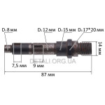 Вал болгарки d15*12*8/L87