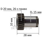 Шестерня у відповідь (d10*22 h28.5 26 зубів право) перфоратор Bosch 2-24 оригінал 1616328042