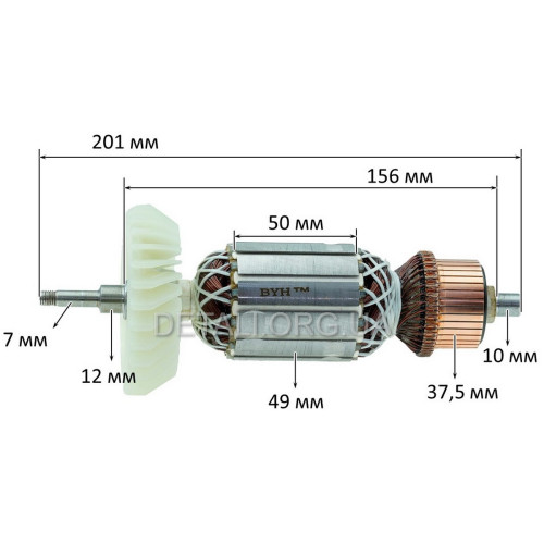 Якорь болгарки Makita GA9050 (201*49,5 посадка 7мм) PRO аналог 518747-7