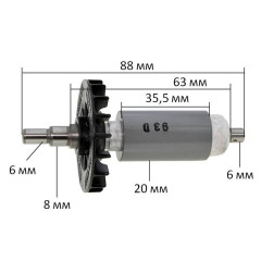 Якір перфоратора Makita BHR242 оригінал 619293-4 (88*20 посадка 6 мм)