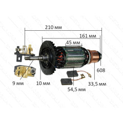 Якір (ротор)  болгарка DeWalt D28490/28492 оригінал N403185( 210*54,5 посадка 9мм)