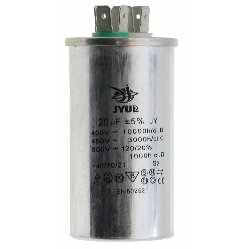 конденсатор JYUL CBB-65 20мкф - 450 VAC алюміній(40*76 mm)