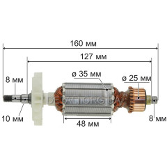 якір болгарка DWT WS08 - 115/WS08 - 125/WS08 - 115V/WS08 - 125V/WS08 - 115T/WS08 - 125T оригінал ( 160*35 посад