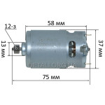 Двигатель шуруповерта 12В (12V) Tekhmann TCD-12 HB Li (d37мм, h57мм, шестерня d9мм, 12-з прямо)