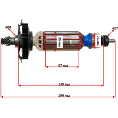 Якорь болгарка DeWalt D28132C, D28135, D28137 оригинал N398000 (199*35)