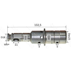 Ствол перфоратора Hitachi 24PC3 голый (d18*20*30 L132,5)