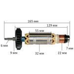 якір болгарка Makita 9556 оригінал( 165*32 різьблення 6мм) 515613-9